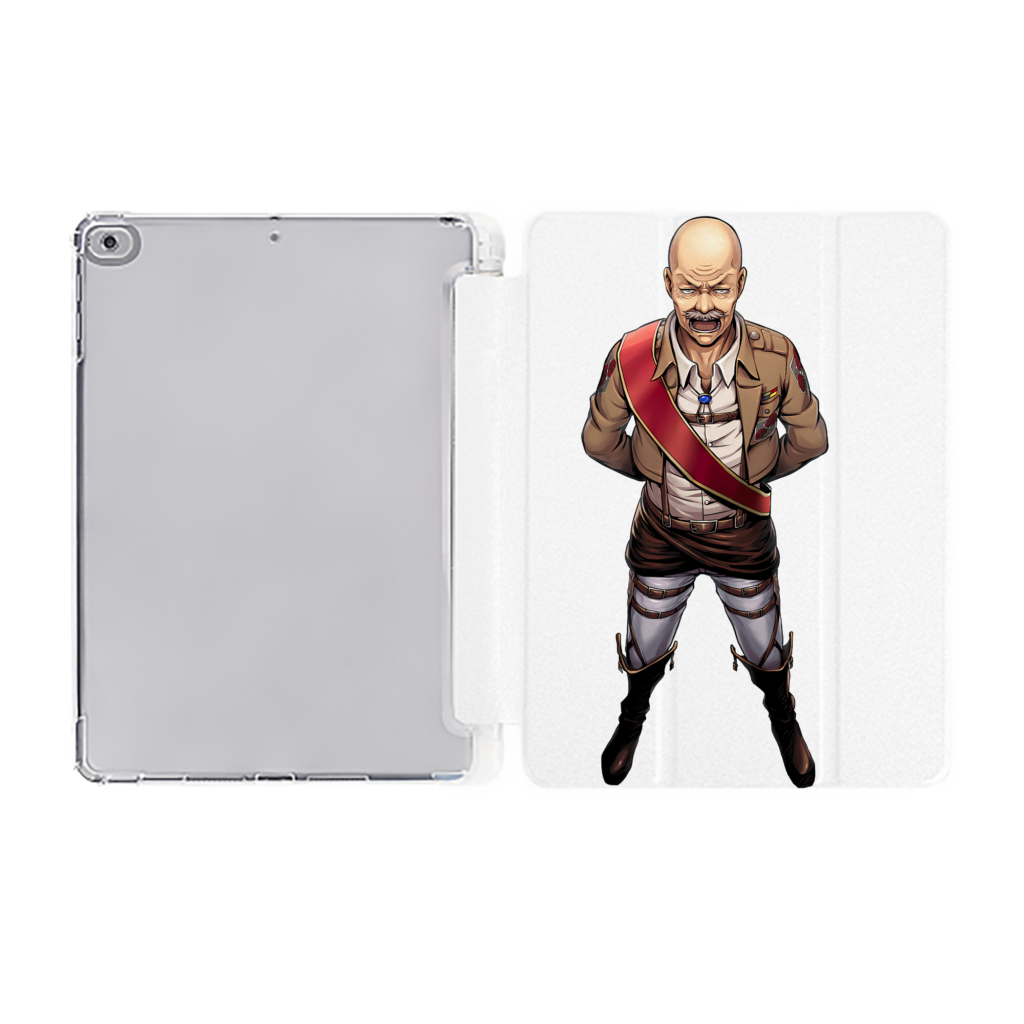 （画像用） 進撃の巨人 ドット·ピクシス Attack on Titan Dot Pixis IPad ケース ペン収納付き 三つ折りスタンド PUレザー×シリコン 対応機種9.5/10.5/10.9インチ